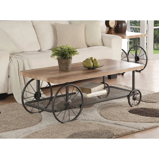 Modish Coffee Table Oak and Antique Gray -